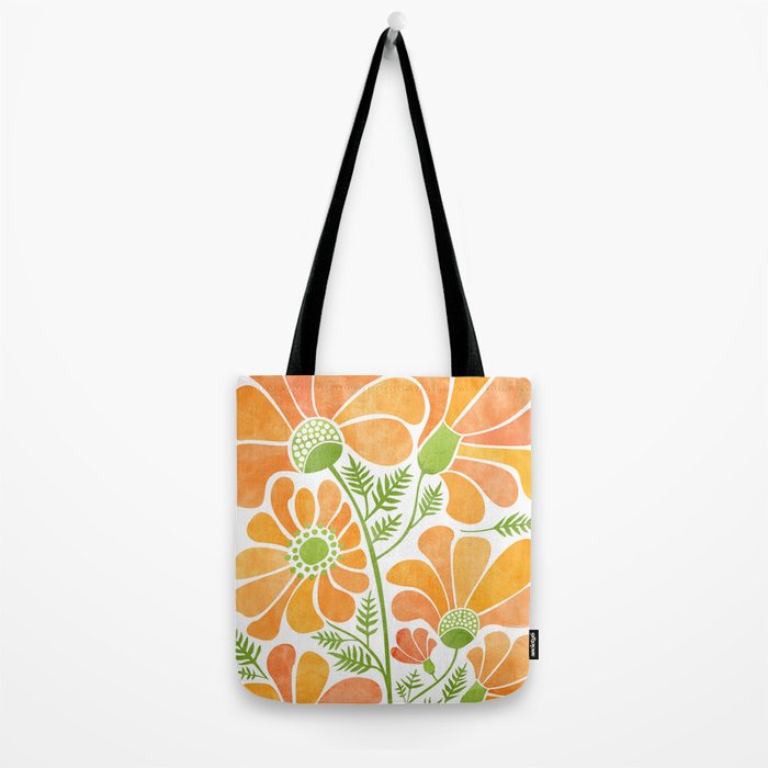 Happy California Poppies Floral Tote Bag Gallery Image 2