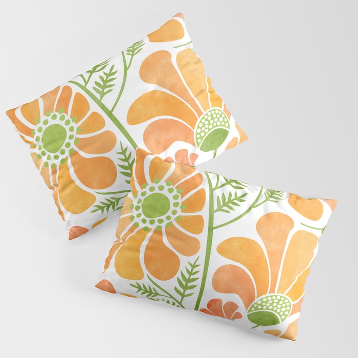 Happy California Poppies Floral Pillow Sham Gallery Image 1