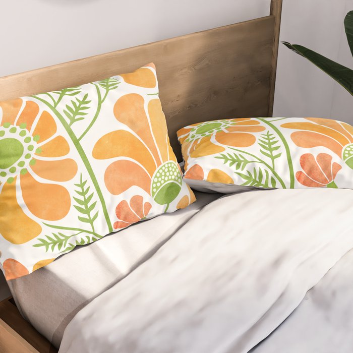 Happy California Poppies Floral Pillow Sham Gallery Image 2