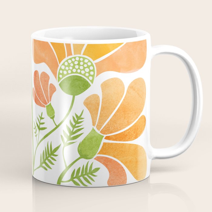 Happy California Poppies Floral Coffee Mug Gallery Image 1