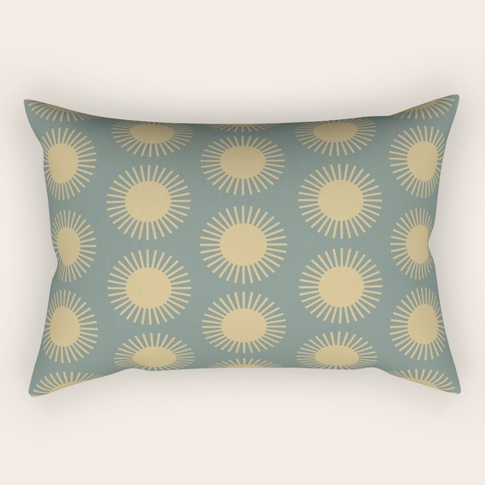 Boho Summer Sun Pattern XVI Neutral Earthy Sage Yellow Rectangular Pillow Gallery Image 2