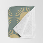 Boho Summer Sun Pattern XVI Neutral Earthy Sage Yellow Throw Blanket Gallery Image 3