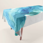 Emerald Sea Waves - Abstract Ombre Flowing Ink Tablecloth Gallery Image 1