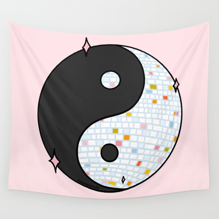 Yin Yang Disco Ball Wall Tapestry Gallery Image 4