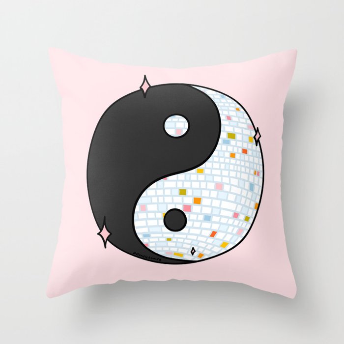Yin Yang Disco Ball Throw Pillow Gallery Image 6
