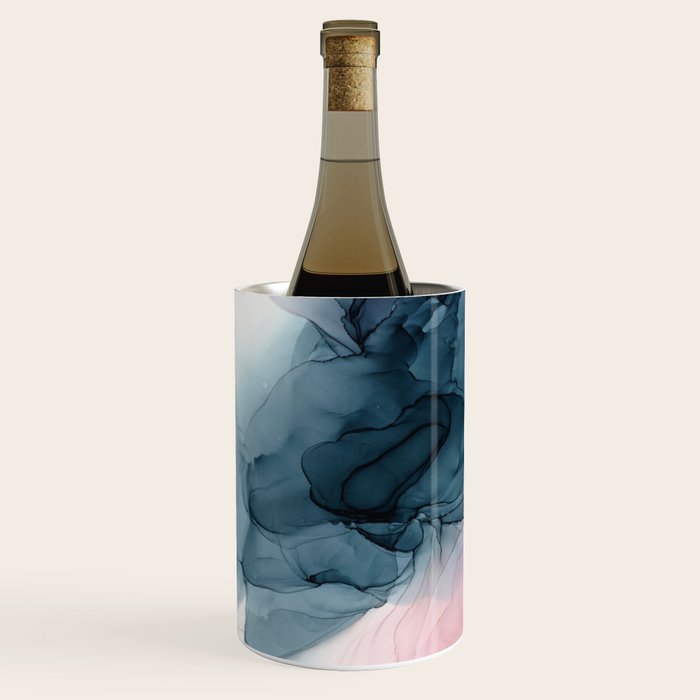 Pastel Plum, Deep Blue, Blush and Gold Abstract Painting Wine Chiller Gallery Image 2