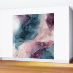 Pastel Plum, Deep Blue, Blush and Gold Abstract Painting Wall Mural Gallery Image 2