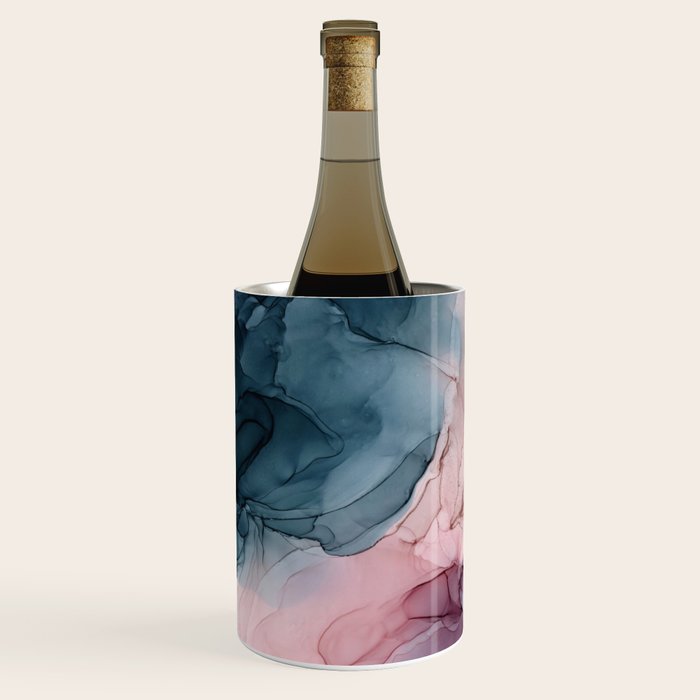 Pastel Plum, Deep Blue, Blush and Gold Abstract Painting Wine Chiller Gallery Image 1