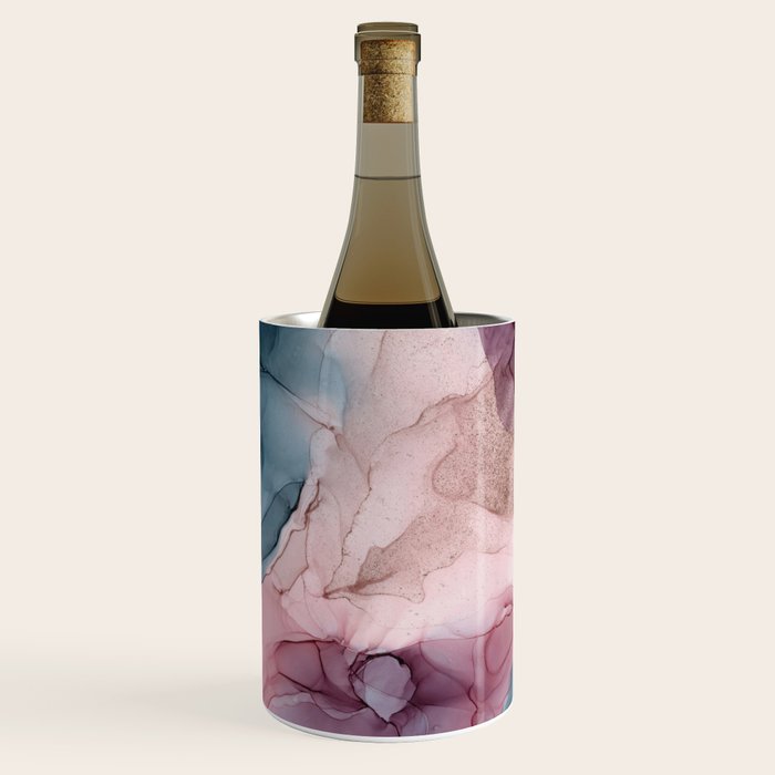 Pastel Plum, Deep Blue, Blush and Gold Abstract Painting Wine Chiller Gallery Image 3