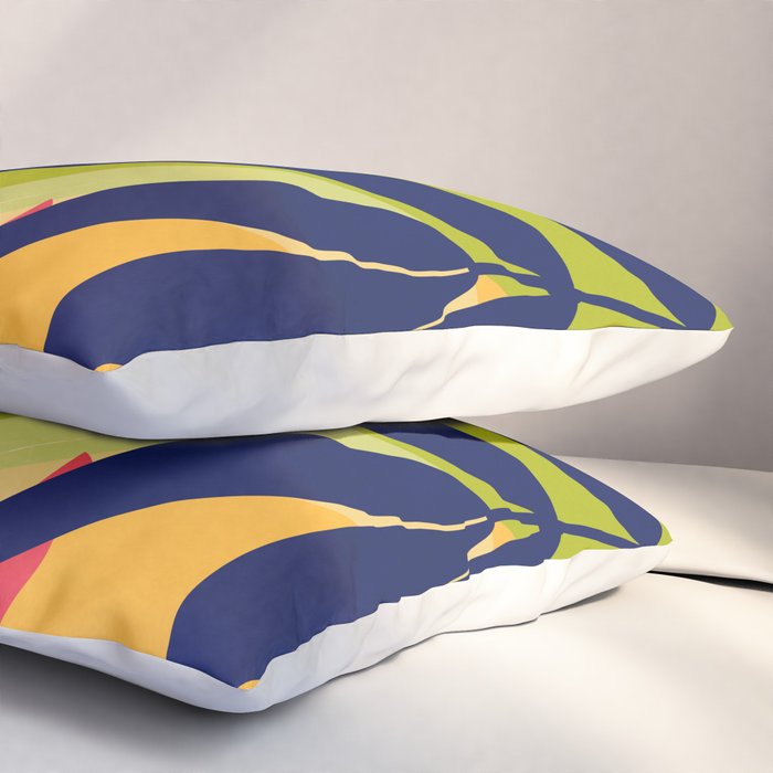 Modern Abstract Art Tropical Leaves Pillow Sham Gallery Image 3