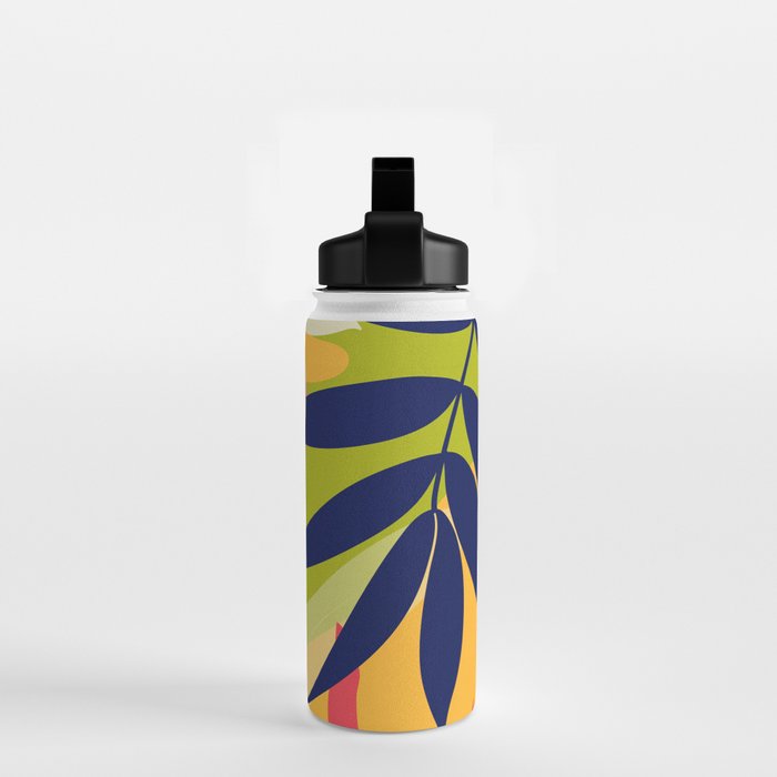 Modern Abstract Art Tropical Leaves Water Bottle Gallery Image 2