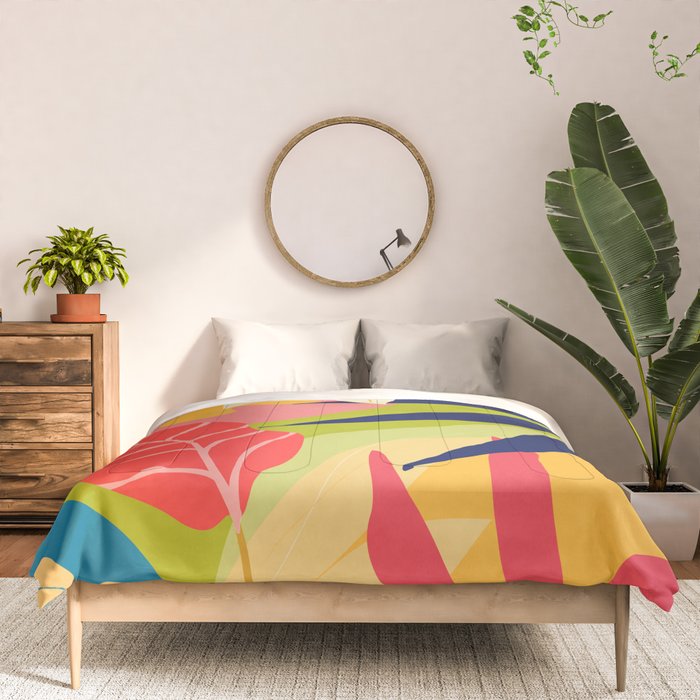 Modern Abstract Art Tropical Leaves Comforter Gallery Image 3