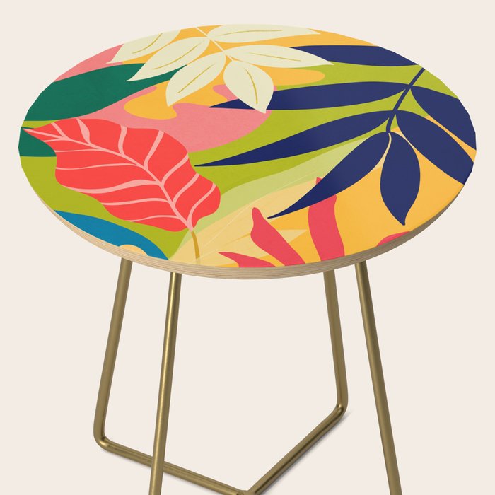 Modern Abstract Art Tropical Leaves Side Table Gallery Image 2