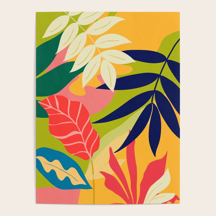 Modern Abstract Art Tropical Leaves Poster Gallery Image 4