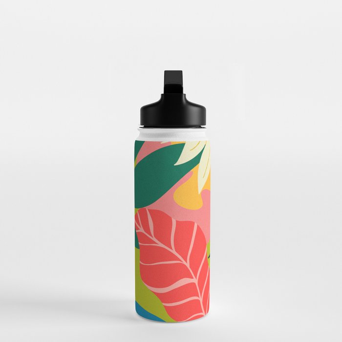 Modern Abstract Art Tropical Leaves Water Bottle Gallery Image 3