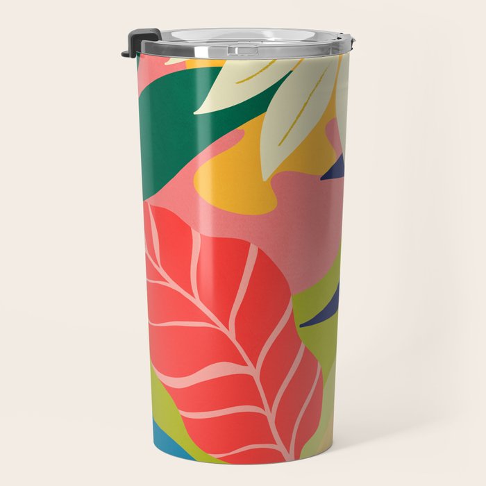 Modern Abstract Art Tropical Leaves Travel Mug Gallery Image 3