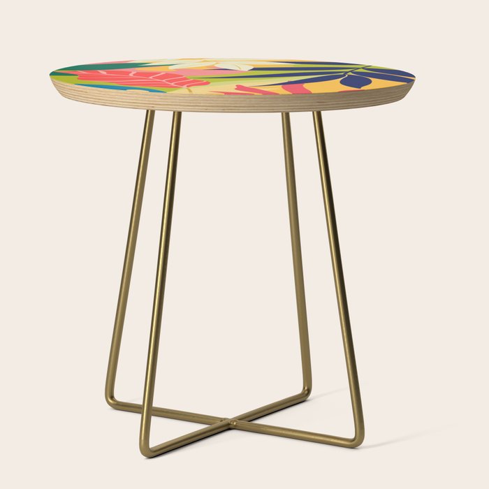 Modern Abstract Art Tropical Leaves Side Table Gallery Image 1