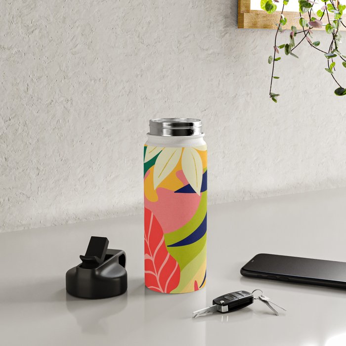 Modern Abstract Art Tropical Leaves Water Bottle Gallery Image 4