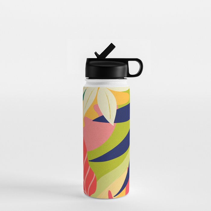 Modern Abstract Art Tropical Leaves Water Bottle Gallery Image 1