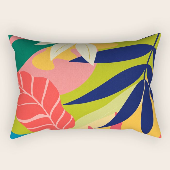 Modern Abstract Art Tropical Leaves Rectangular Pillow Gallery Image 1