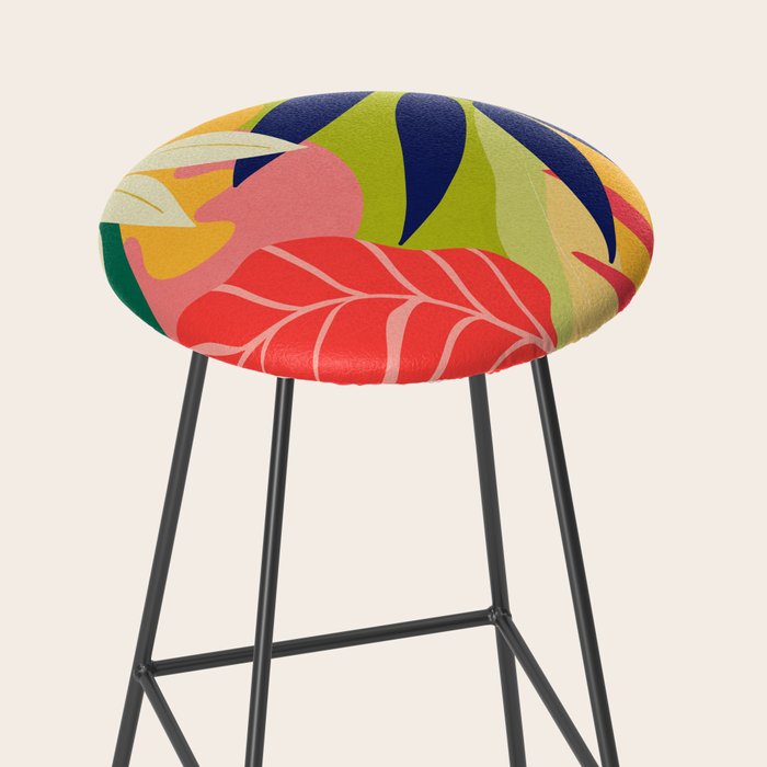 Modern Abstract Art Tropical Leaves Stool Gallery Image 2