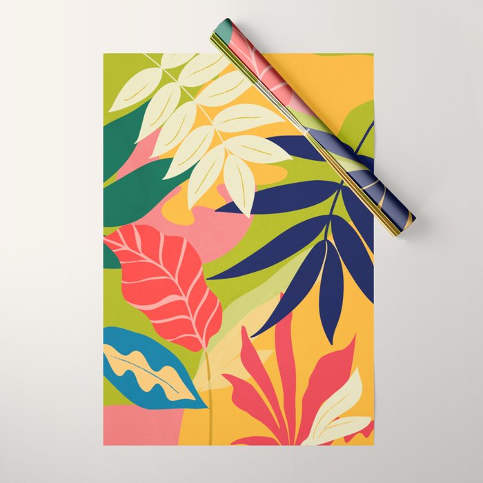 Modern Abstract Art Tropical Leaves Wrapping Paper Gallery Image 1