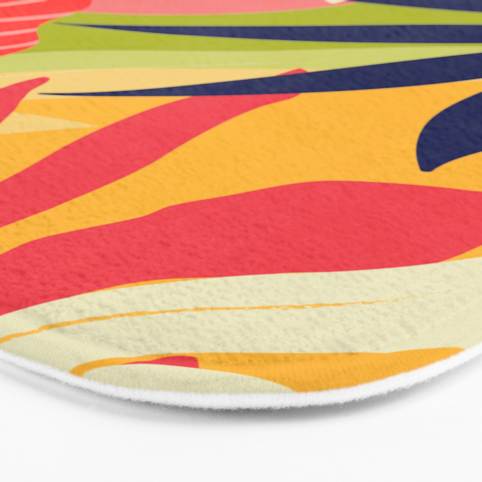 Modern Abstract Art Tropical Leaves Bath Mat Gallery Image 3
