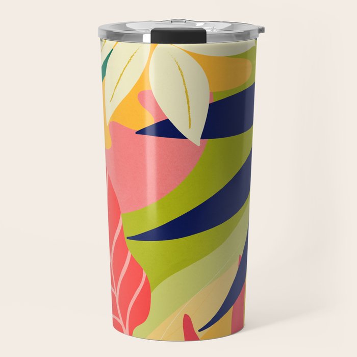 Modern Abstract Art Tropical Leaves Travel Mug Gallery Image 1