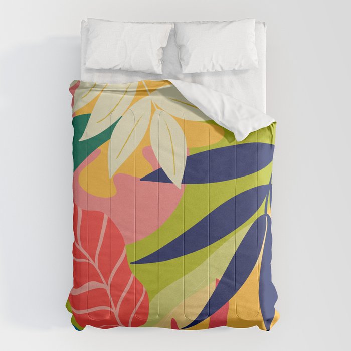 Modern Abstract Art Tropical Leaves Comforter Gallery Image 6