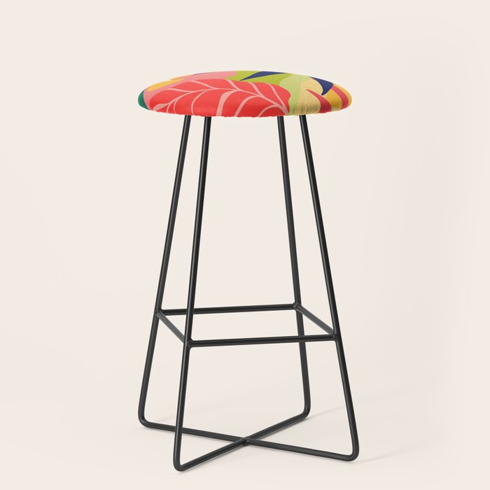 Modern Abstract Art Tropical Leaves Stool Gallery Image 1