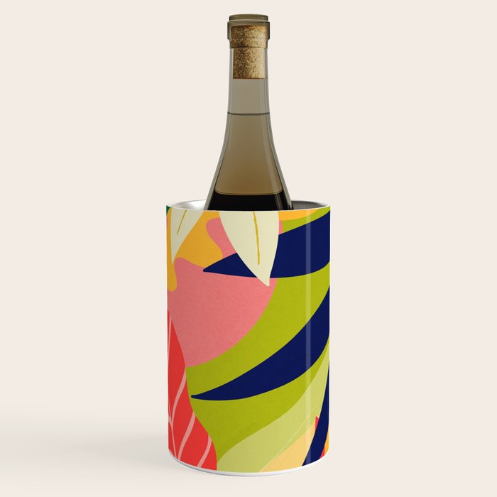 Modern Abstract Art Tropical Leaves Wine Chiller Gallery Image 1