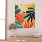 Modern Abstract Art Tropical Leaves Wall Tapestry Gallery Image 2