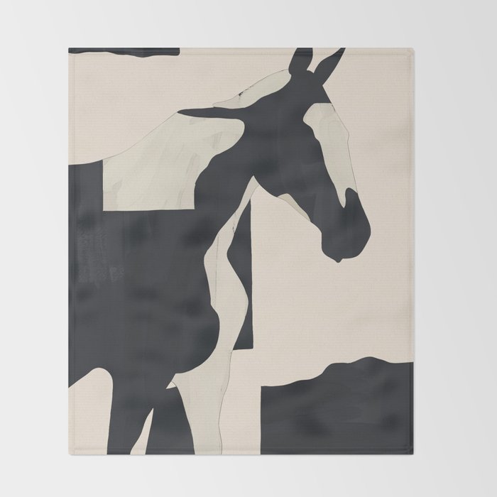 Abstract Minimal Horse 5 Throw Blanket Gallery Image 2