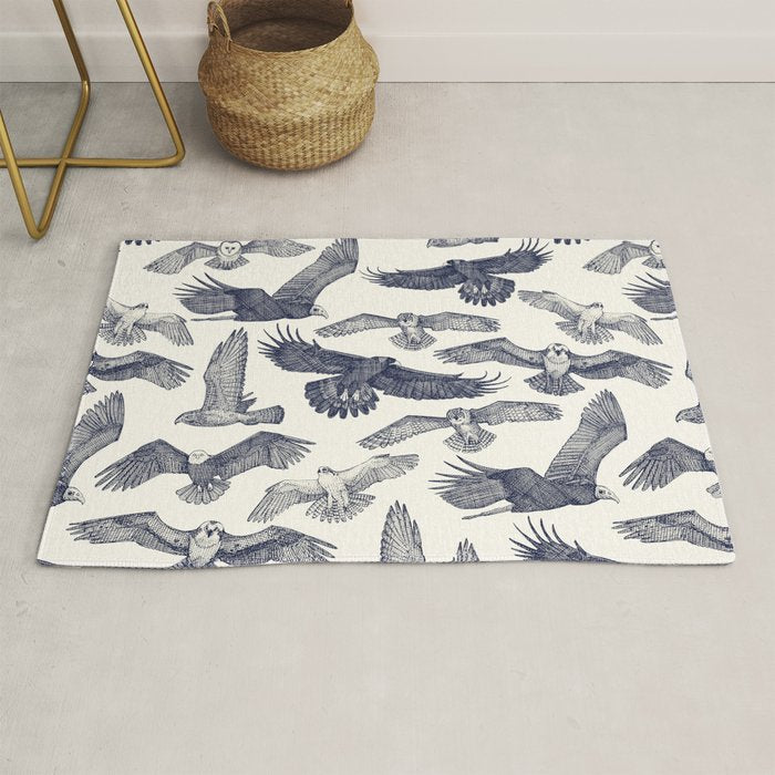 birds of prey blue Rug Gallery Image 1
