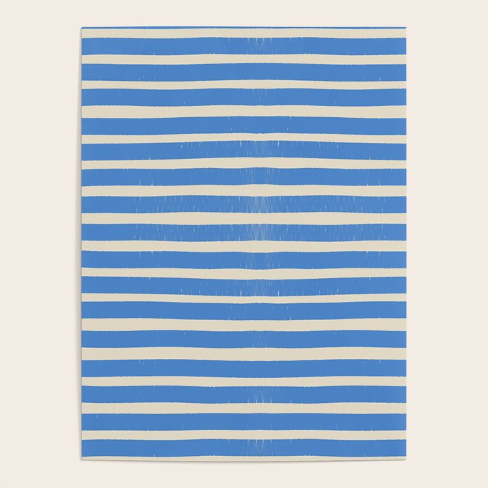 Nautical Blue White Stripes Hand Painted Coastal Pattern Poster Gallery Image 4