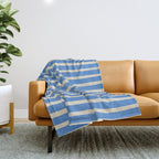 Nautical Blue White Stripes Hand Painted Coastal Pattern Throw Blanket Gallery Image 1
