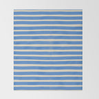 Nautical Blue White Stripes Hand Painted Coastal Pattern Throw Blanket Gallery Image 2