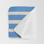 Nautical Blue White Stripes Hand Painted Coastal Pattern Throw Blanket Gallery Image 3