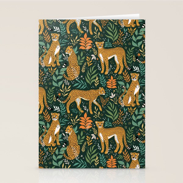 Spring Cheetah Pattern II - Lush Green Stationery Card Gallery Image 1