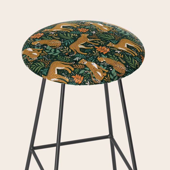 Spring Cheetah Pattern II - Lush Green Stool Gallery Image 2