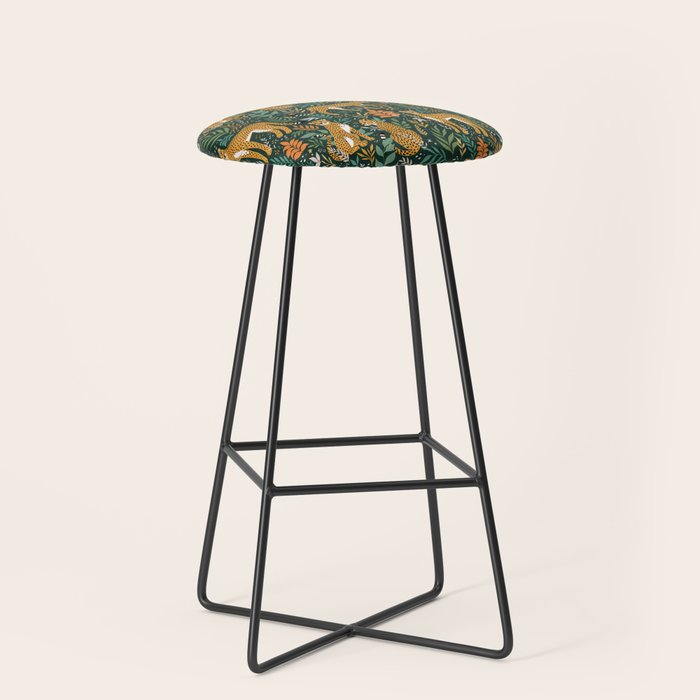 Spring Cheetah Pattern II - Lush Green Stool Gallery Image 1