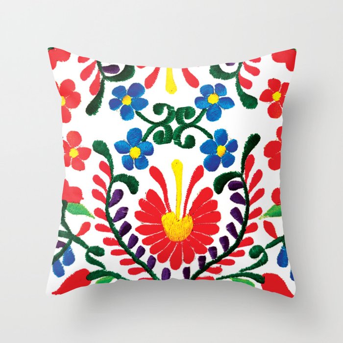 Mexican Red Fiesta of Flowers  Throw Pillow Gallery Image 6