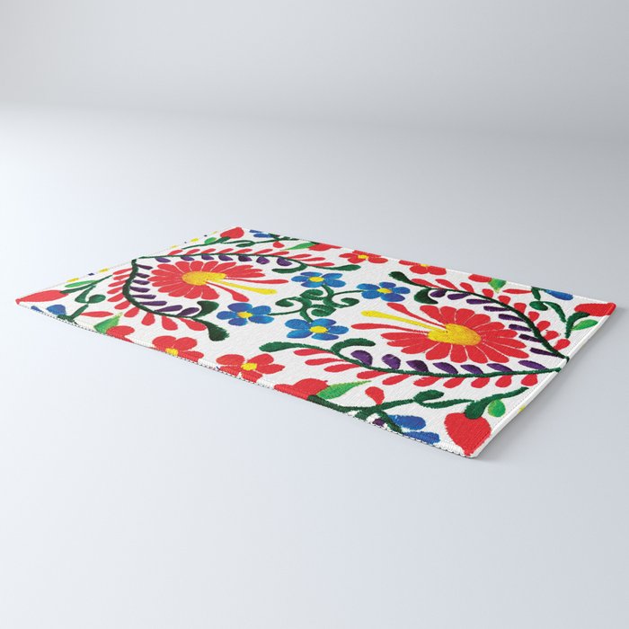 Mexican Red Fiesta of Flowers  Rug Gallery Image 3