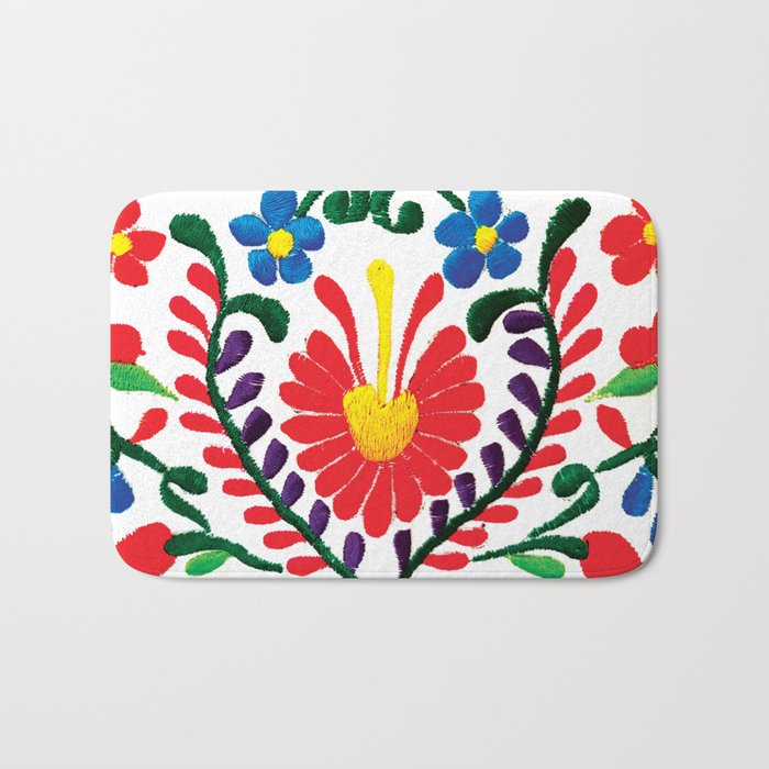 Mexican Red Fiesta of Flowers  Bath Mat Gallery Image 1