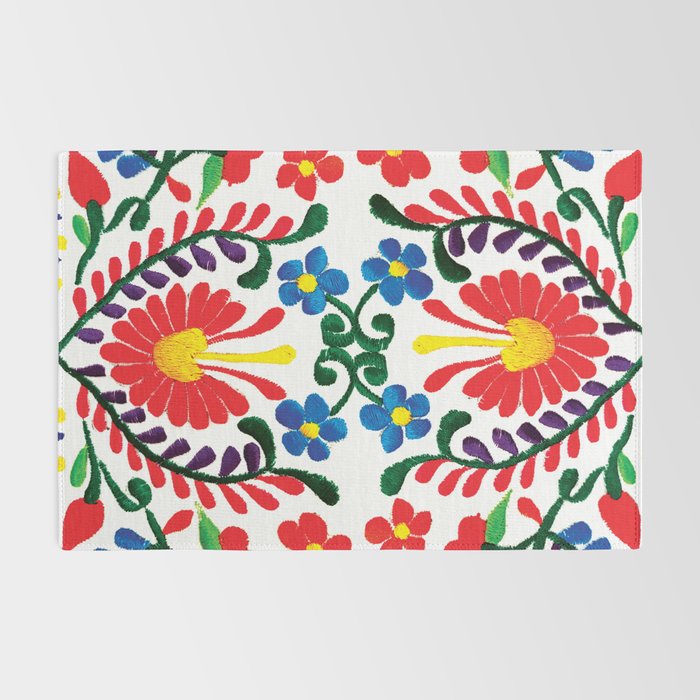Mexican Red Fiesta of Flowers  Rug Gallery Image 2
