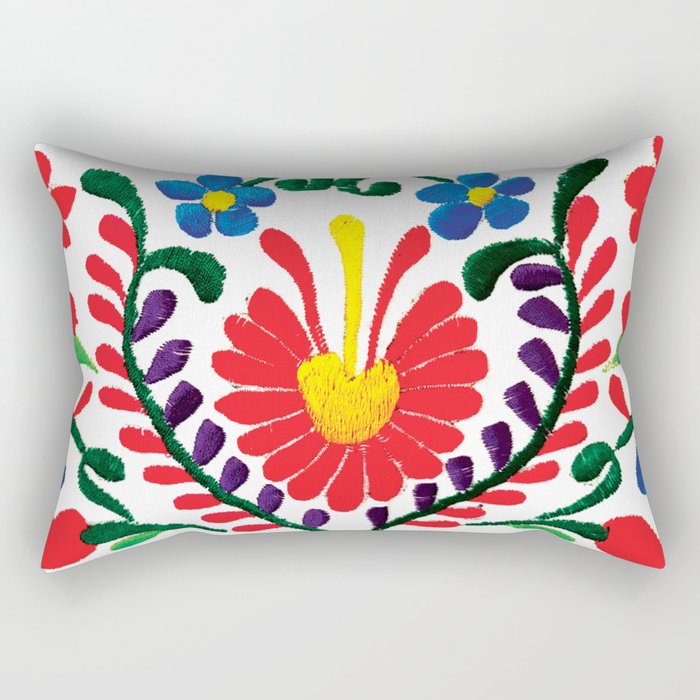 Mexican Red Fiesta of Flowers  Rectangular Pillow Gallery Image 1
