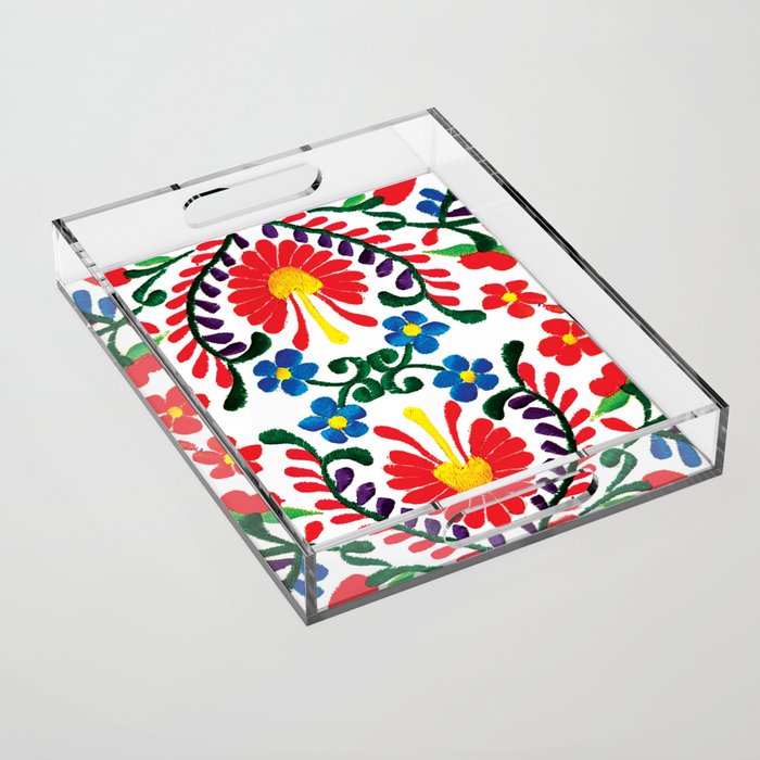 Mexican Red Fiesta of Flowers  Acrylic Tray Gallery Image 1