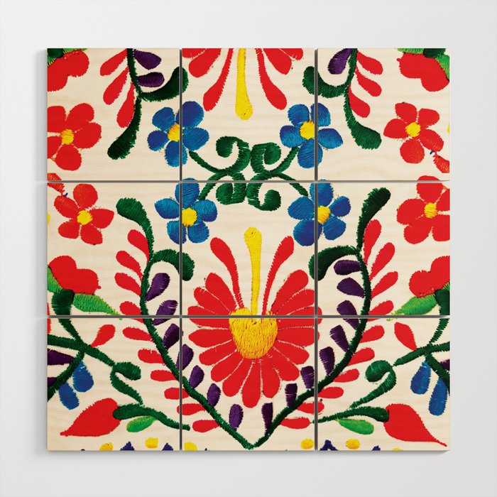 Mexican Red Fiesta of Flowers  Wood Wall Art Gallery Image 1