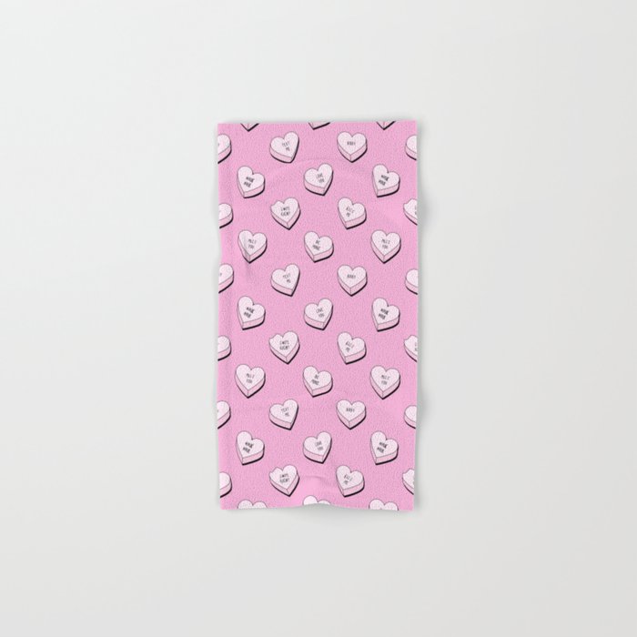 Pink love heart candy cartoon pattern Bath Towel Gallery Image 1