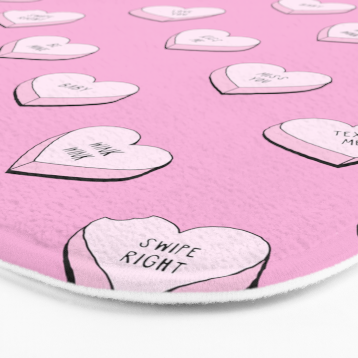 Pink love heart candy cartoon pattern Bath Mat Gallery Image 3
